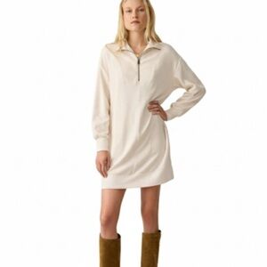 Faherty “Legend” Quarter Zip Dress In Off White Size  XXS Excellent Condition!